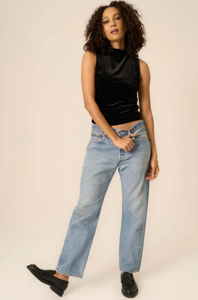 PROJECT SOCIAL T ON REPEAT RUCHED SIDE VELVET TANK