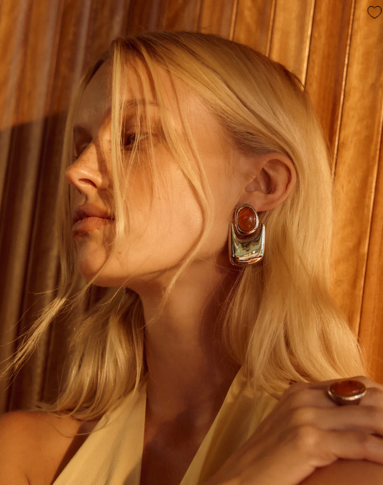 LUV AJ THE AMBER HONEY RESIN STATEMENT EARRING