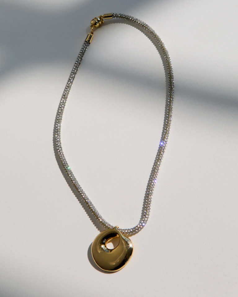 LUV AJ THE MERCURY DISC SPARKLE NECKLACE