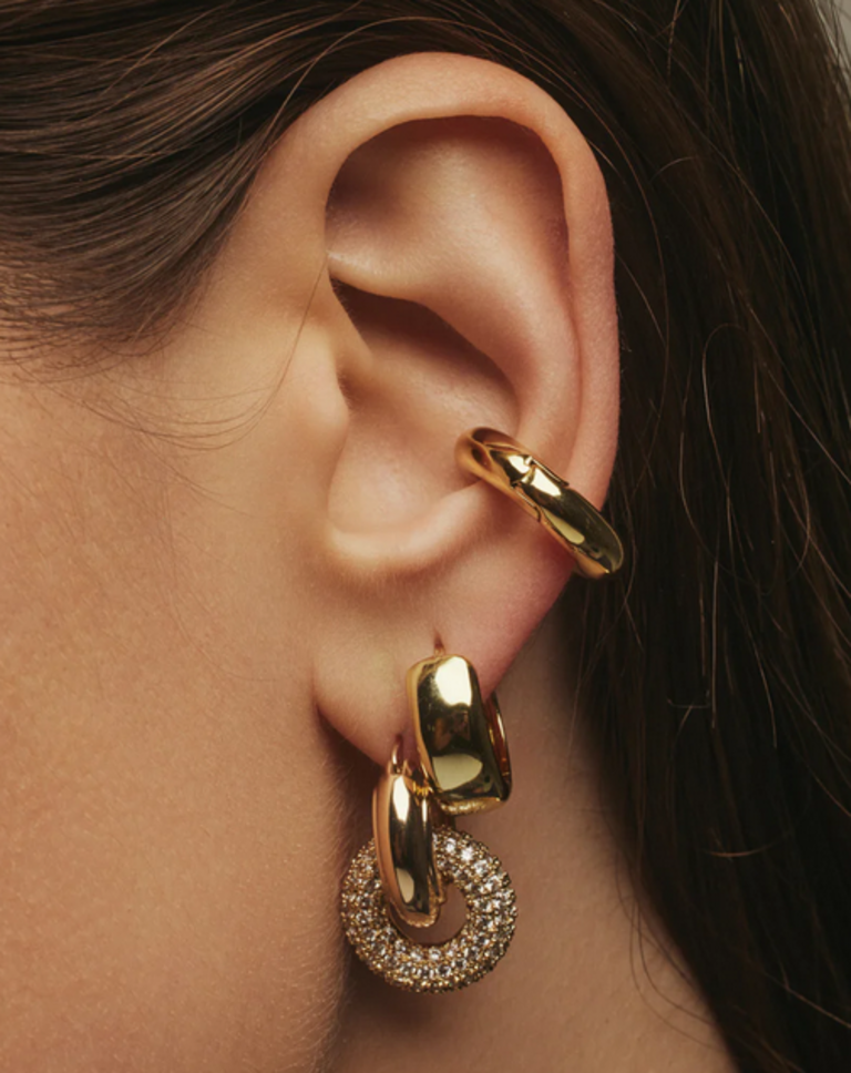 LUV AJ THE PAVE INTERLOCK HOOP