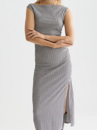 SCOTCH & SODA STRUCTURED GINGHAM DRAPEY MIDI