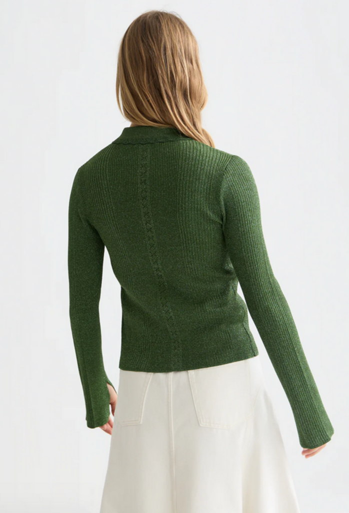 SCOTCH & SODA METALLIC RIBBED COLLARED CARDI