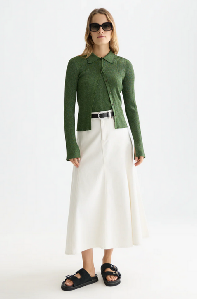 SCOTCH & SODA METALLIC RIBBED COLLARED CARDI