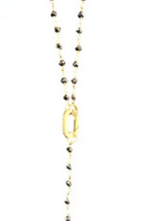 SHA PARLE BEADED DROP CHAIN W/ 2 CHARM HOLDER