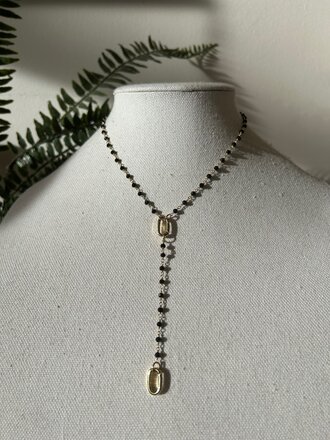 SHA PARLE BEADED DROP CHAIN W/ 2 CHARM HOLDER