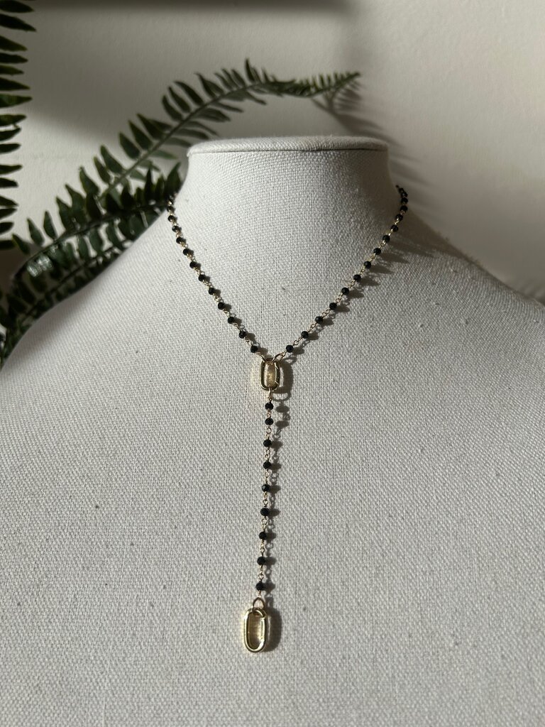 SHA PARLE BEADED DROP CHAIN W/ 2 CHARM HOLDER