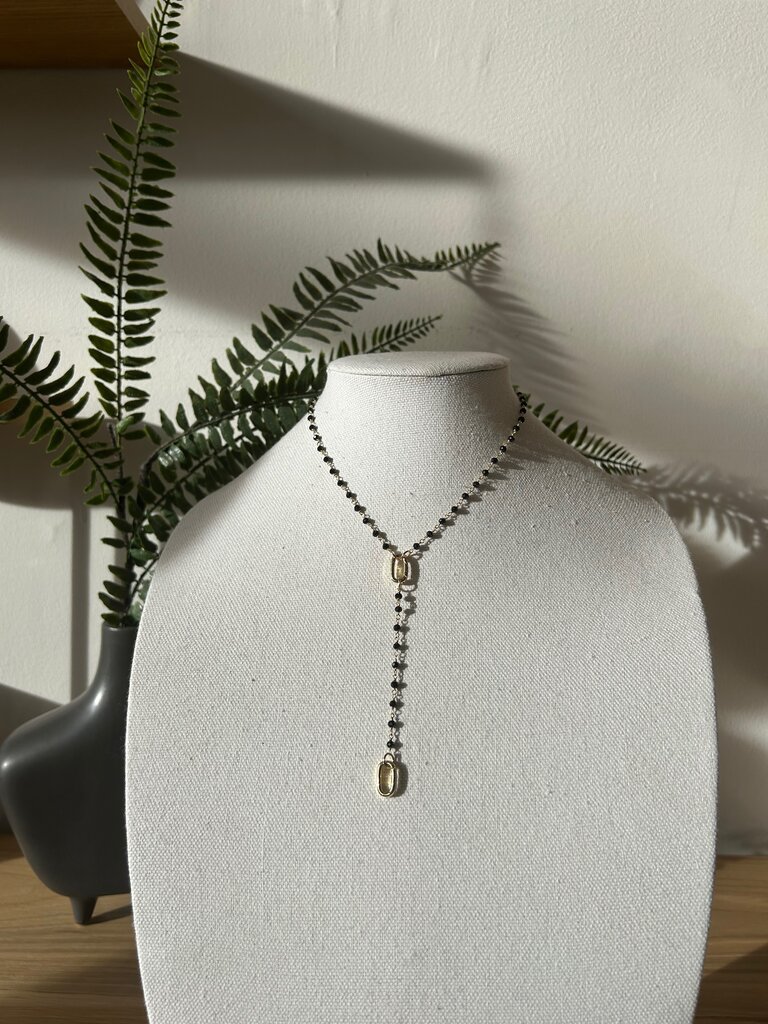 SHA PARLE BEADED DROP CHAIN W/ 2 CHARM HOLDER