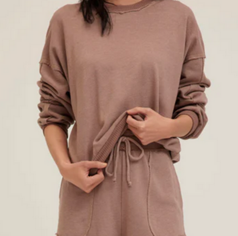 PROJECT SOCIAL T GREENE HEATHERED CONTRAST STITCH CREW NECK