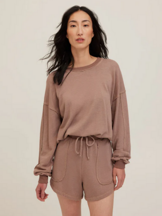 PROJECT SOCIAL T GREENE HEATHERED CONTRAST STITCH CREW NECK