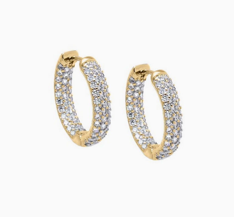 ADINA EDEN CZ CLASSIC PAVE HOOP EARRING