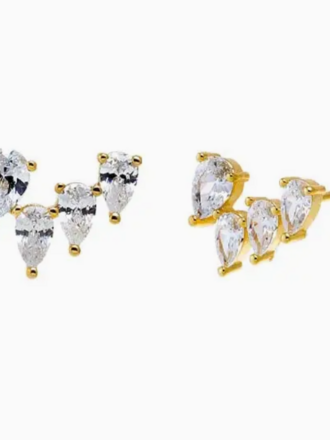 ADINA EDEN CZ FOUR PEAR STUD EARRING