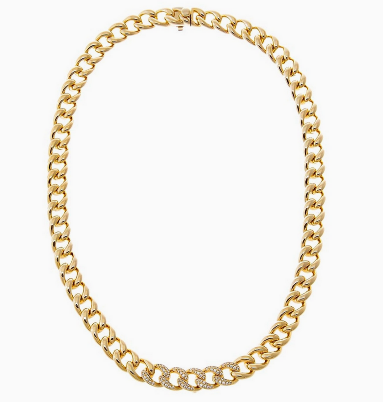 ADINA EDEN PAVE ACCENT CURB LINK NECKLACE