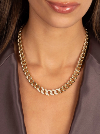 ADINA EDEN PAVE ACCENT CURB LINK NECKLACE