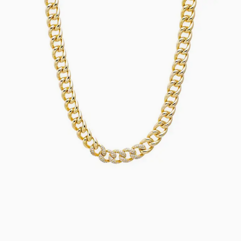 ADINA EDEN PAVE ACCENT CURB LINK NECKLACE