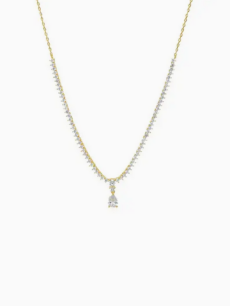 ADINA EDEN PEAR DROP HALF TENNIS CHAIN NECKLACE