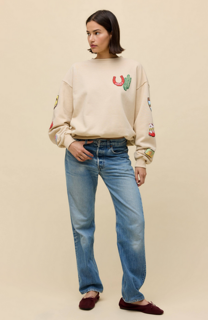 DAYDREAMER WESTERN PATCHES OVERSIZED CREW