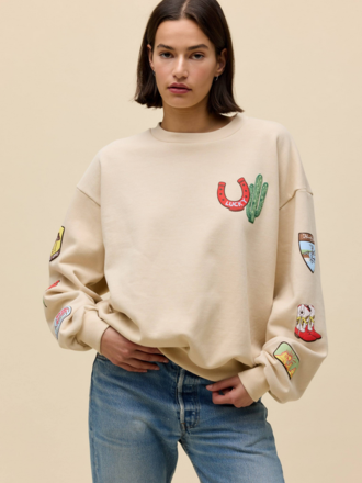 DAYDREAMER WESTERN PATCHES OVERSIZED CREW