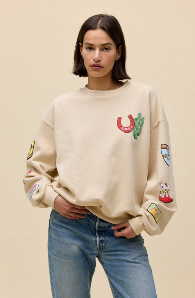 DAYDREAMER WESTERN PATCHES OVERSIZED CREW