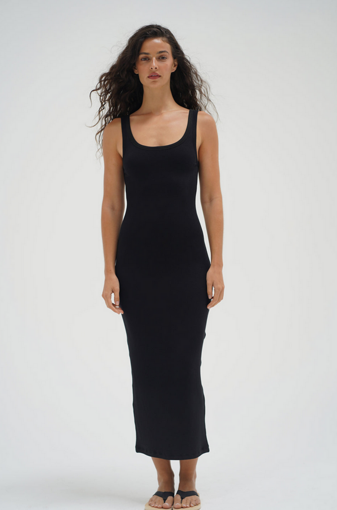 LNA TIMELESS RIB TANK MIDI DRESS