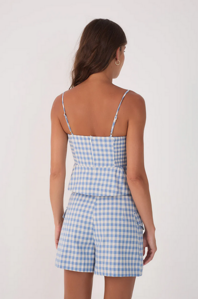 DRESS TO GINGHAM BUSTIER TOP