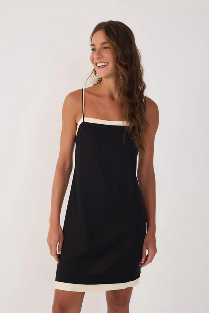 DRESS TO CONTRAST LAYERED MINI DRESS