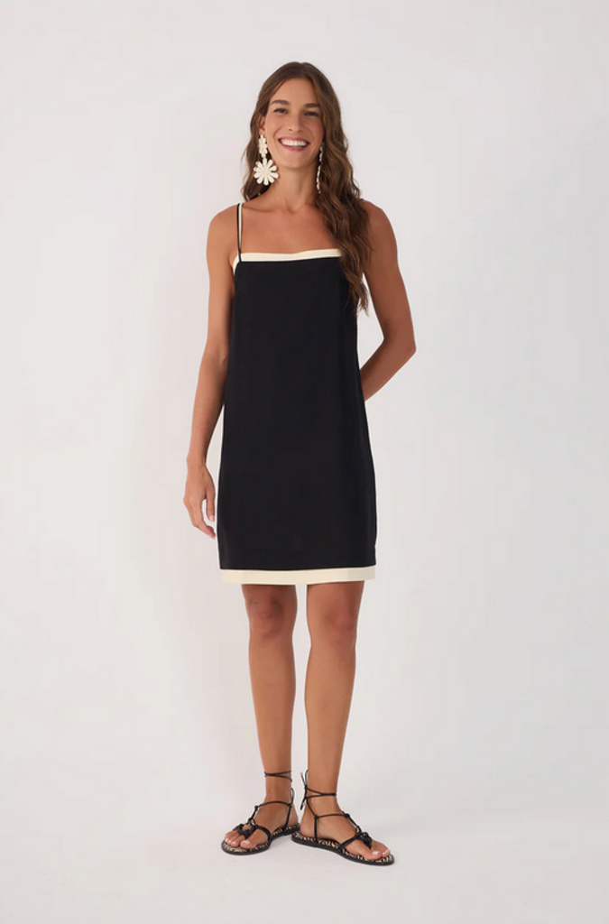 DRESS TO CONTRAST LAYERED MINI DRESS