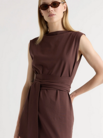MODERN CITIZEN EDINA TIE FRONT SLIT NECK DRESS