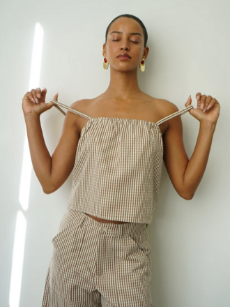 LNA BRANDY CHECK TOP