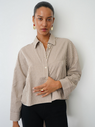 LNA KAYLEIGH CHECK BLOUSE