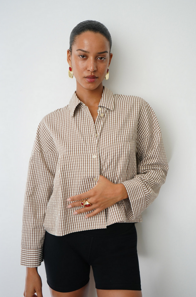 LNA KAYLEIGH CHECK BLOUSE