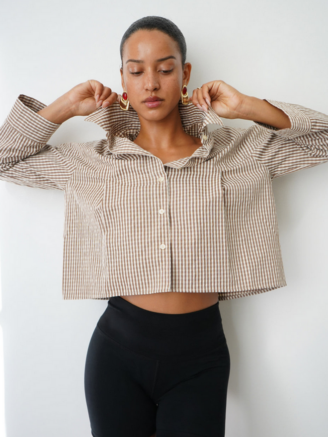 トップス yilon HALTER-NECK CHECK BLOUSE Halter-neck check blouse – YILON