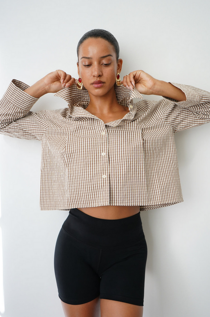 LNA KAYLEIGH CHECK BLOUSE