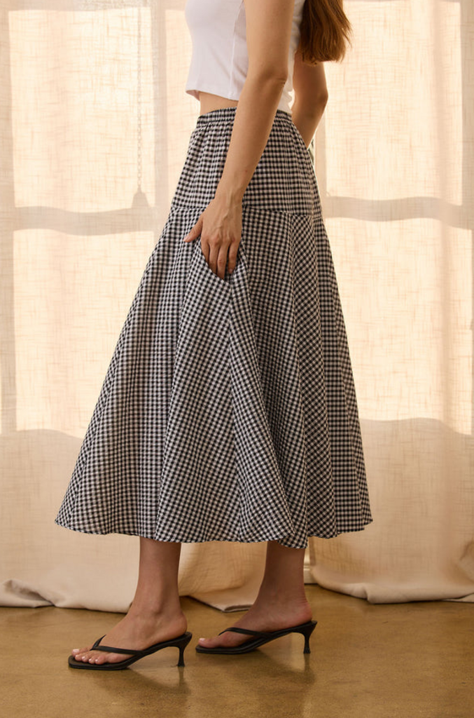 SUNDAY RITUAL GINGHAM MAXI SKIRT