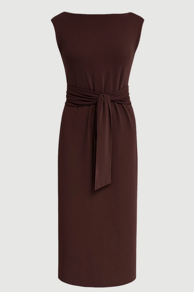 MODERN CITIZEN EDINA TIE FRONT SLIT NECK DRESS