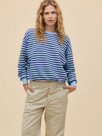 DAYDREAMER STRIPE OVERSIZED CREW SWEATSHIRT
