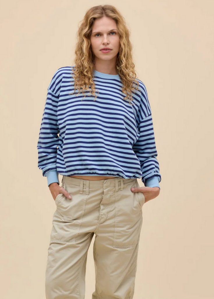 DAYDREAMER STRIPE OVERSIZED CREW SWEATSHIRT
