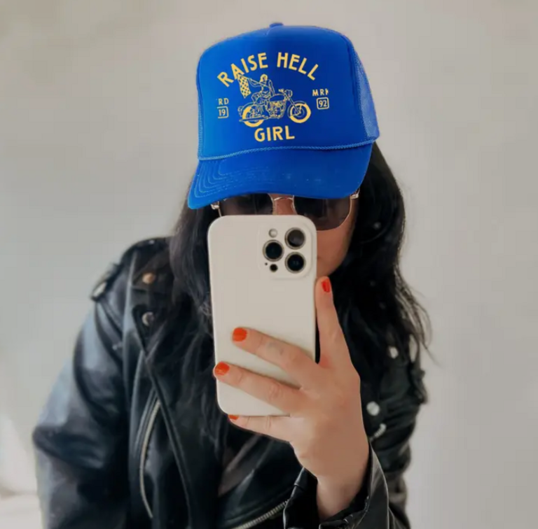 WE THE BABES RAISE HELL GIRL TRUCKER HAT