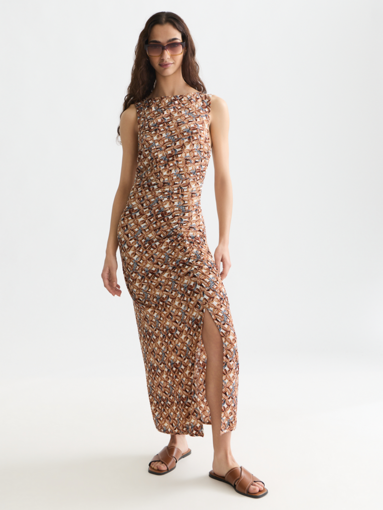 SCOTCH & SODA PRINTED TEXTURE MIDI DRESS