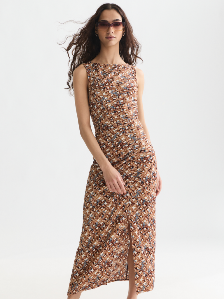 SCOTCH & SODA PRINTED TEXTURE MIDI DRESS