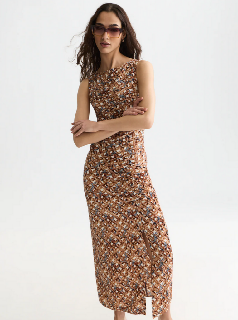 SCOTCH & SODA PRINTED TEXTURE MIDI DRESS