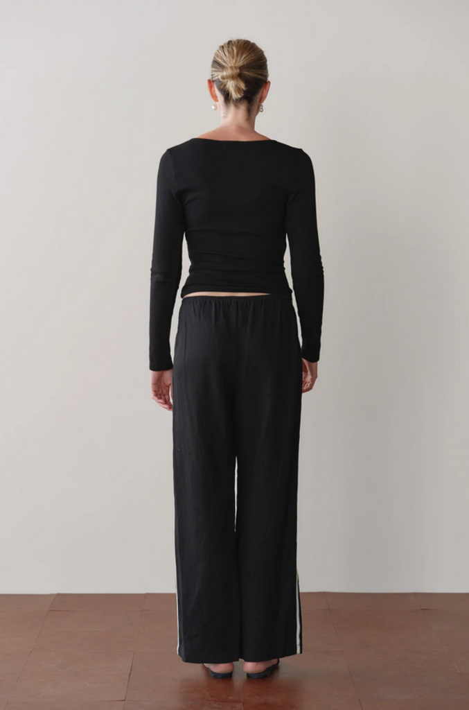 DONNI THE LINEN CROP RACER STRIPE PANT