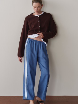 DONNI THE LINEN CROP RACER STRIPE PANT