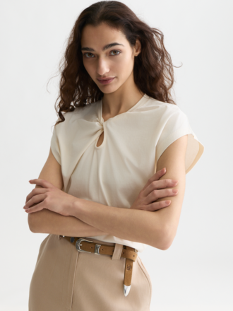 SCOTCH & SODA TWISTED NECKLINE T-SHIRT