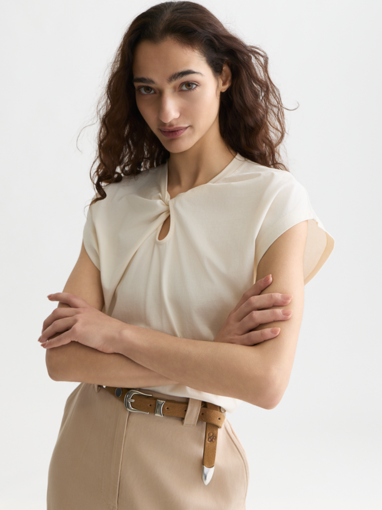 SCOTCH & SODA TWISTED NECKLINE T-SHIRT