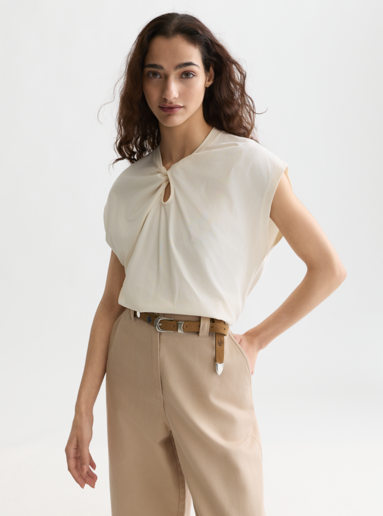 SCOTCH & SODA TWISTED NECKLINE T-SHIRT