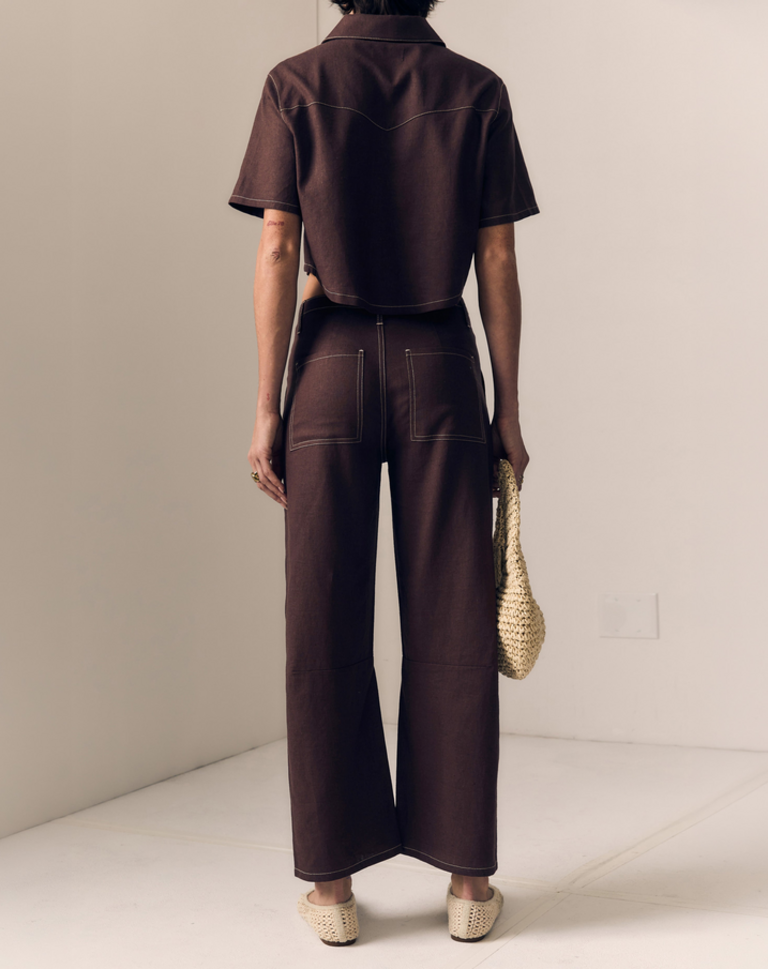 LE JEAN LINEN UTILITY SOFT BARREL MID RISE