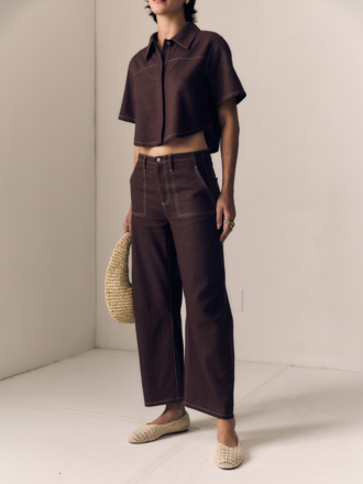 LE JEAN LINEN UTILITY SOFT BARREL MID RISE