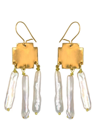 PARADIGM SQUARE PEARL DROP EARRING