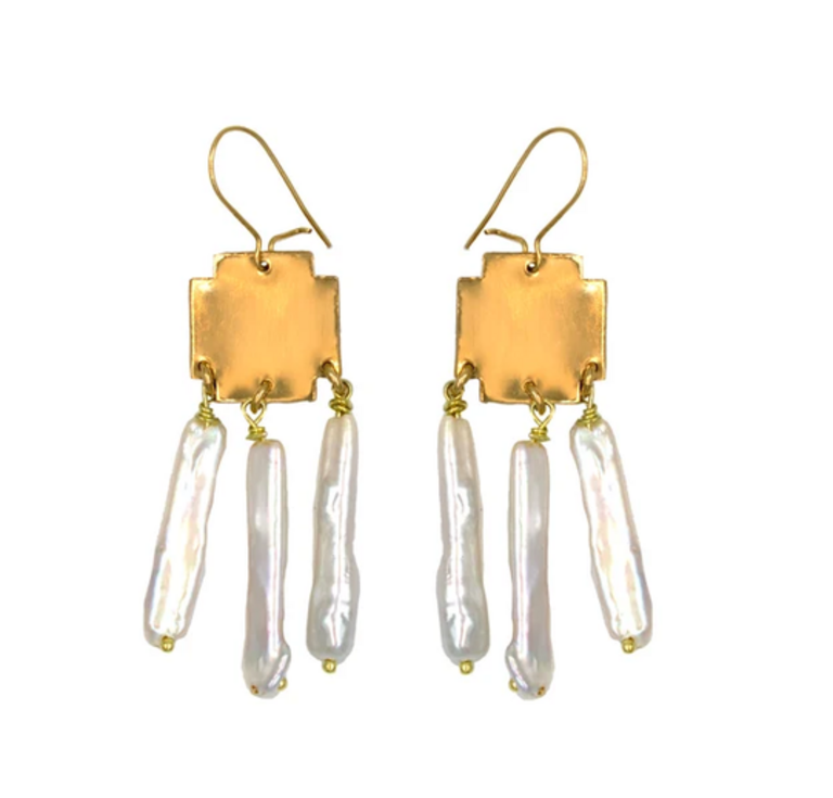 PARADIGM SQUARE PEARL DROP EARRING