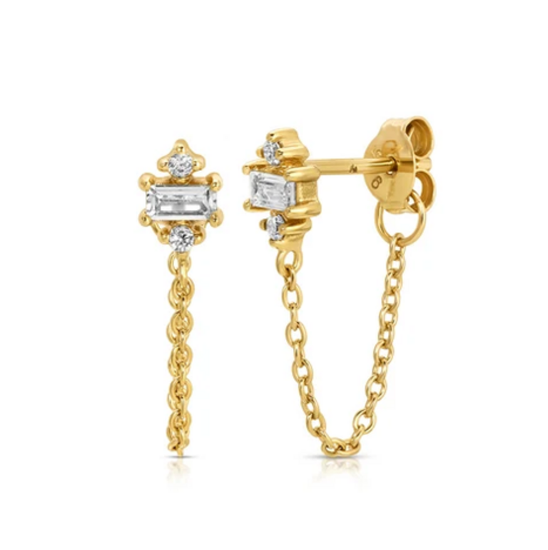 JURATE LA LIZZY CHAIN STUD EARRINGS